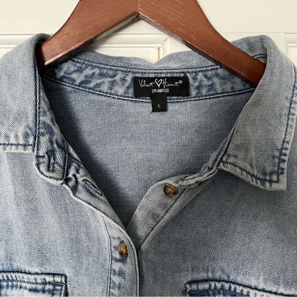 Velvet Heart Oversized Chambray Denim Shirt Size Large - Picture 3 of 10